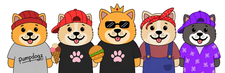 The five colorful PumpDogz characters
